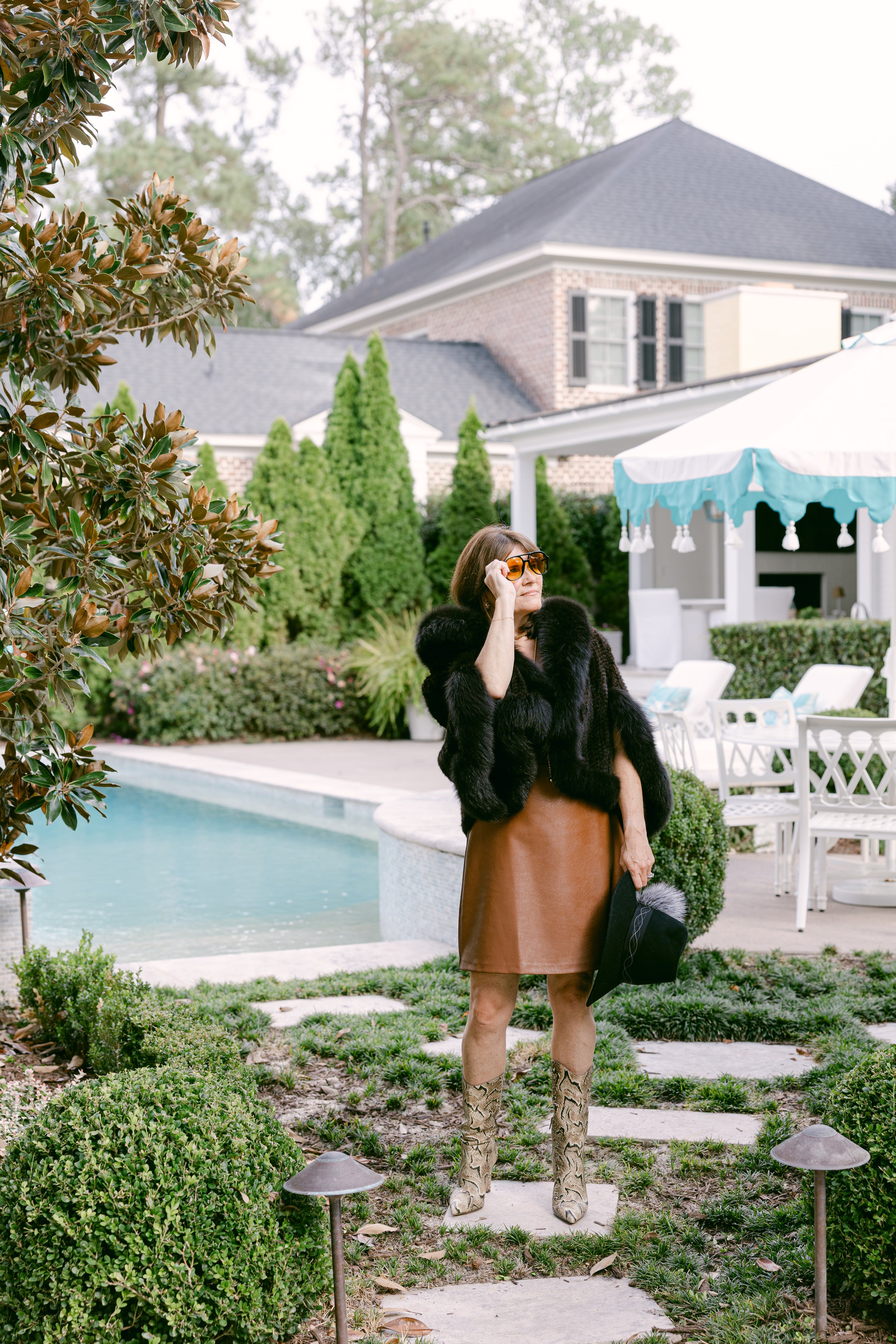 Black Mink Shawl w/ Black Fox