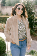 Sheared Camel Mink Zippered Jacket