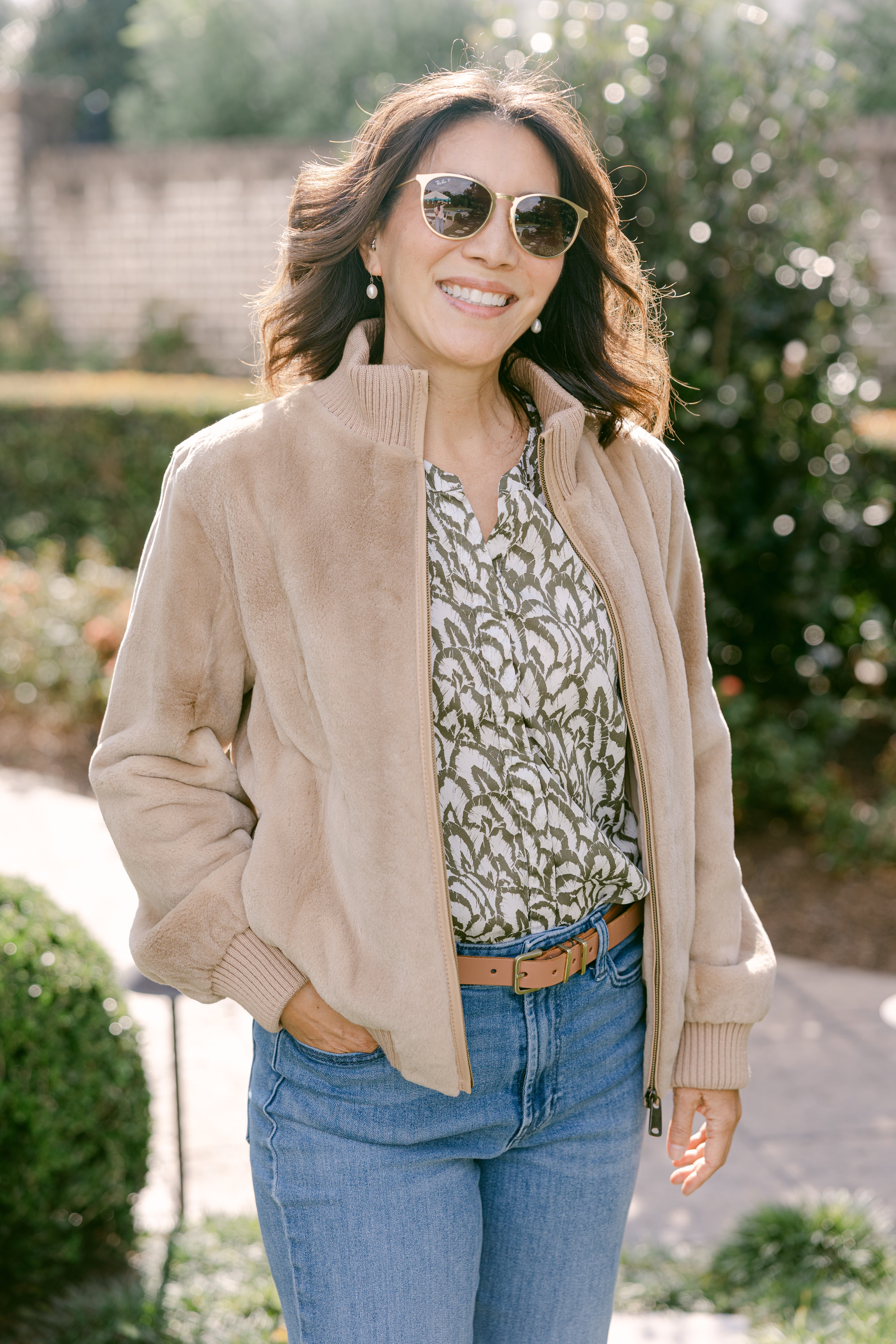 Sheared Camel Mink Zippered Jacket