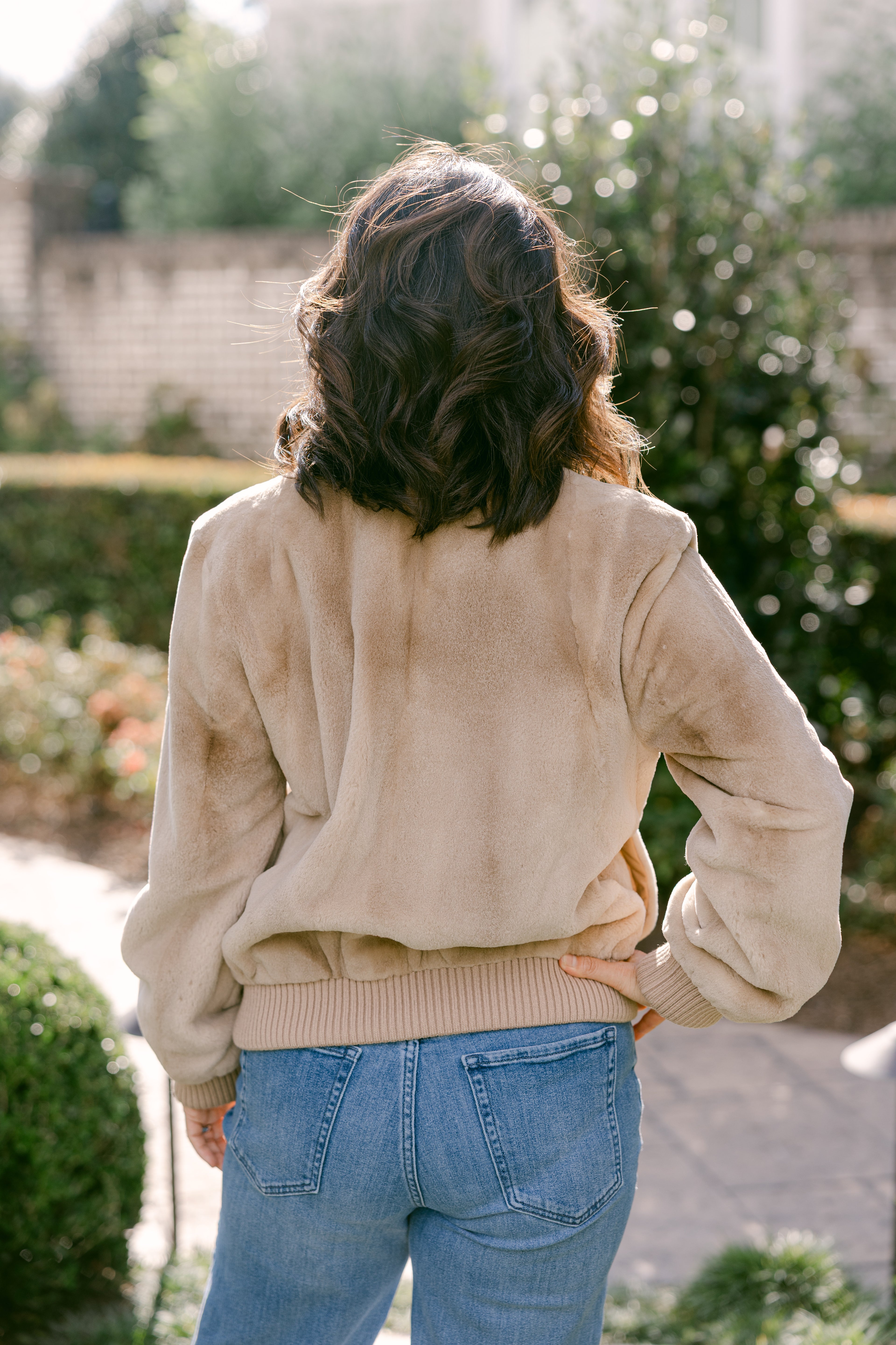Sheared Camel Mink Zippered Jacket