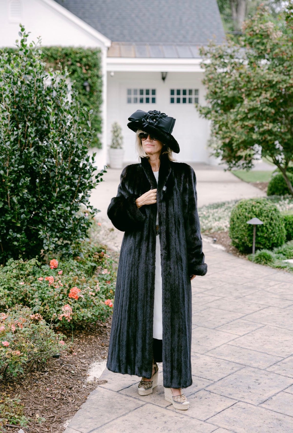 Black Velvet and Mink Hat w Decor