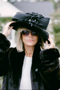 Black Velvet and Mink Hat w Decor
