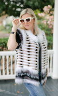 Multi Shade Rex Vest w Fox Trim