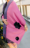 Pink Wool Scarf W/Mink Decor