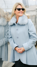 Teal Loro Piana Cashmere Jacket w/Fox Trim