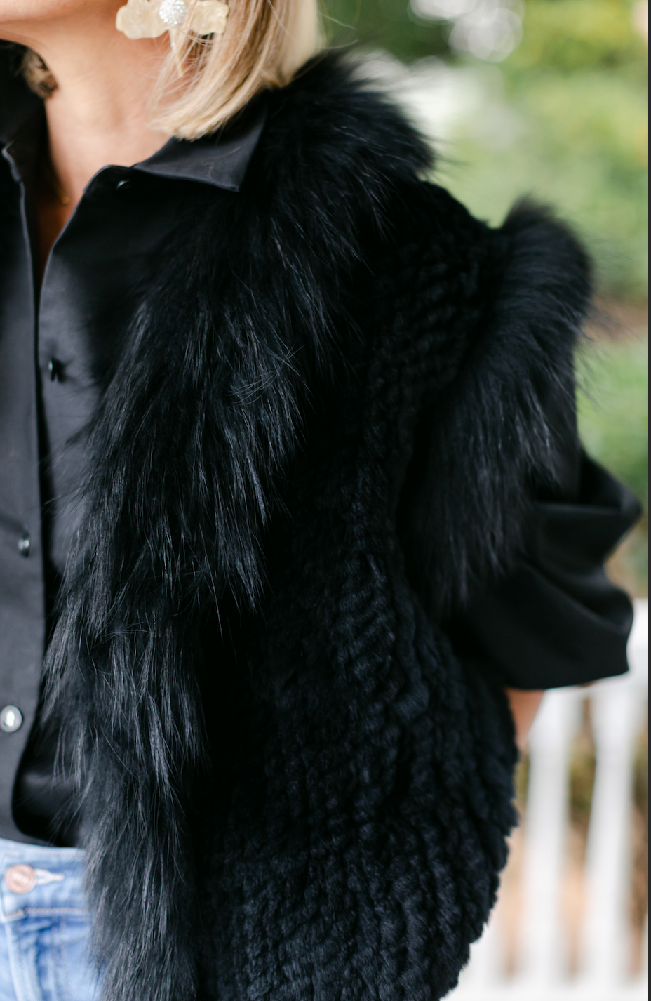 Black Rex Vest w/Racoon Trim