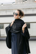 Black Cashmere Cape w/Leather Trim