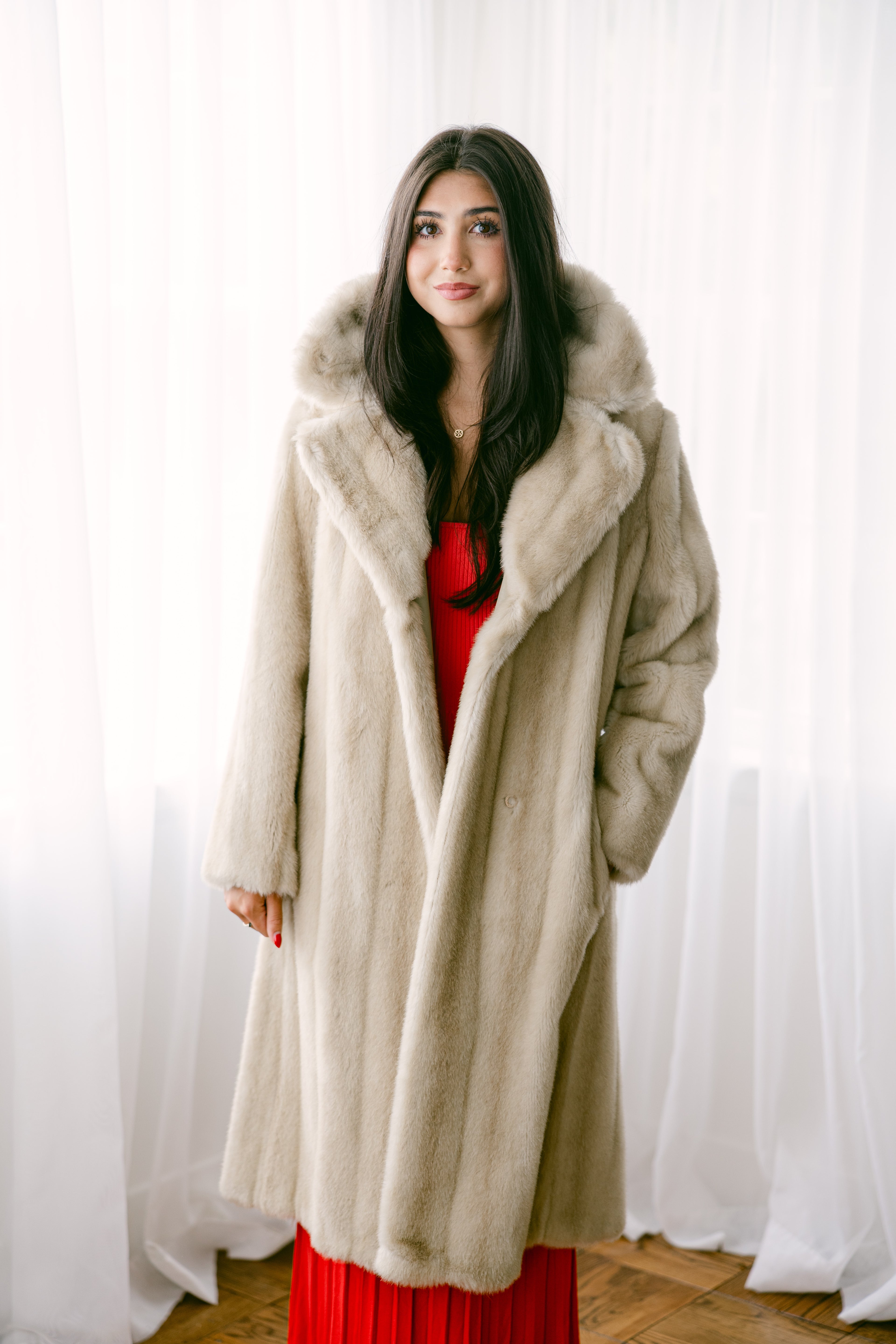 Tourmaline Mink Coat w Leather Belt