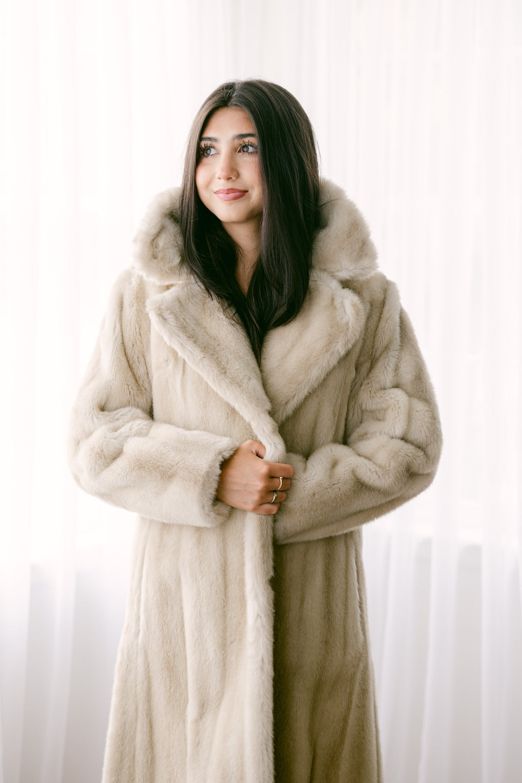 Tourmaline Mink Coat w Leather Belt