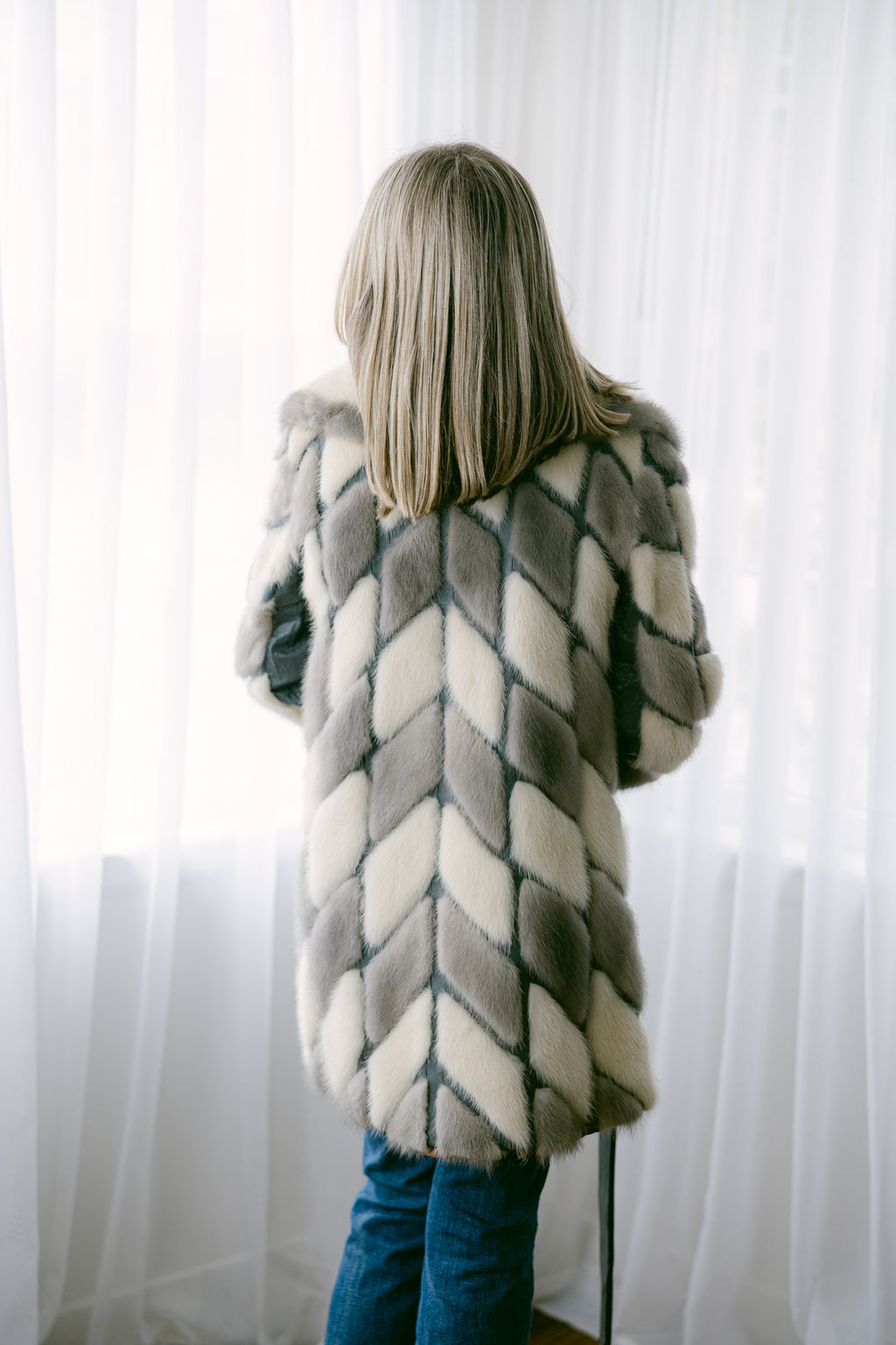 Tourmaline and Iris Mink with Gray Leather and Belt