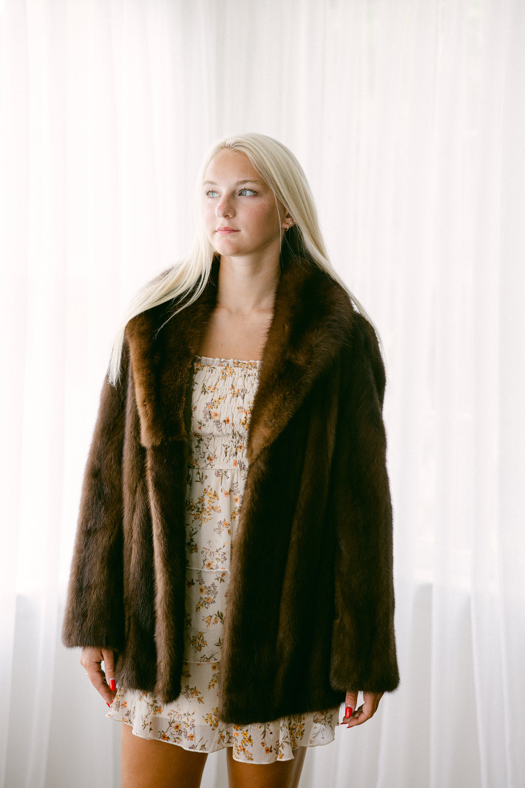 Mahogany Mink Jacket w Sable Collar
