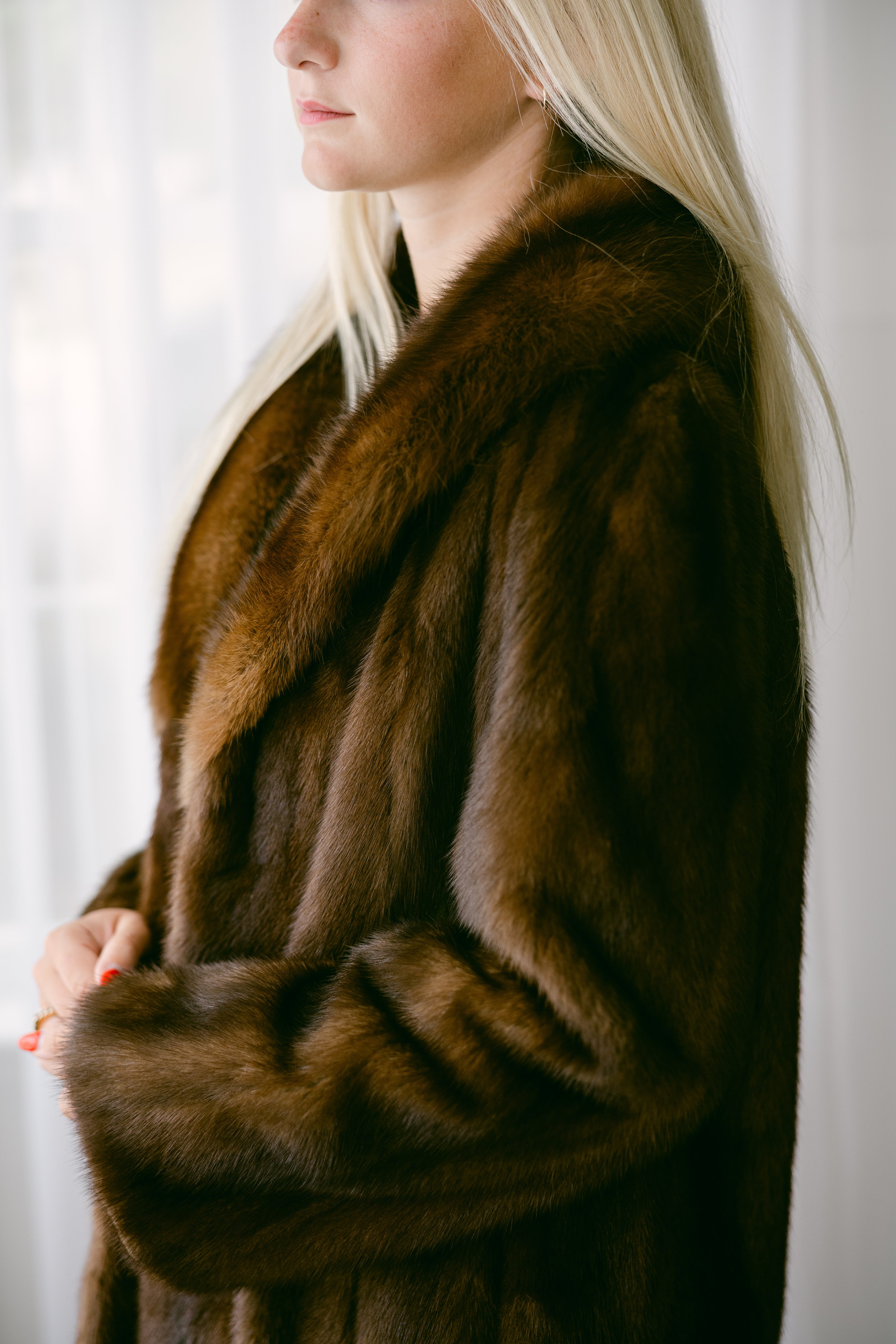 Mahogany Mink Jacket w Sable Collar