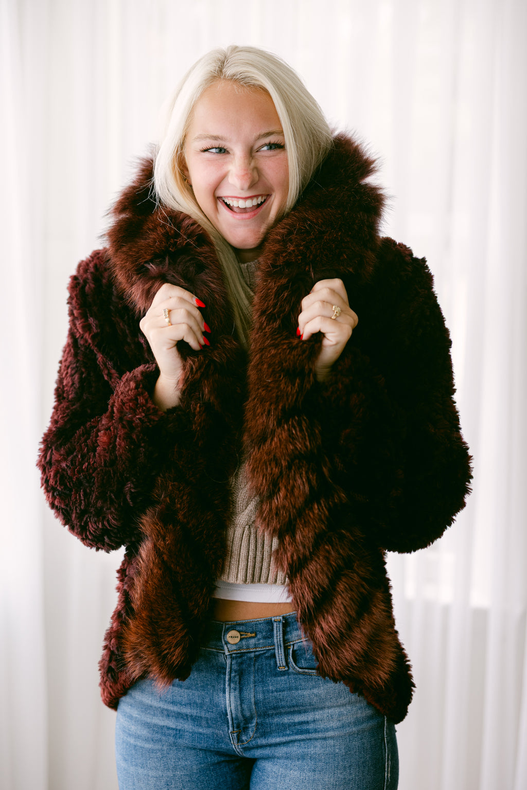 Dark Burgundy Paula Lishman Knitted Jacket