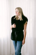 Black Leather and Black Fox Vest