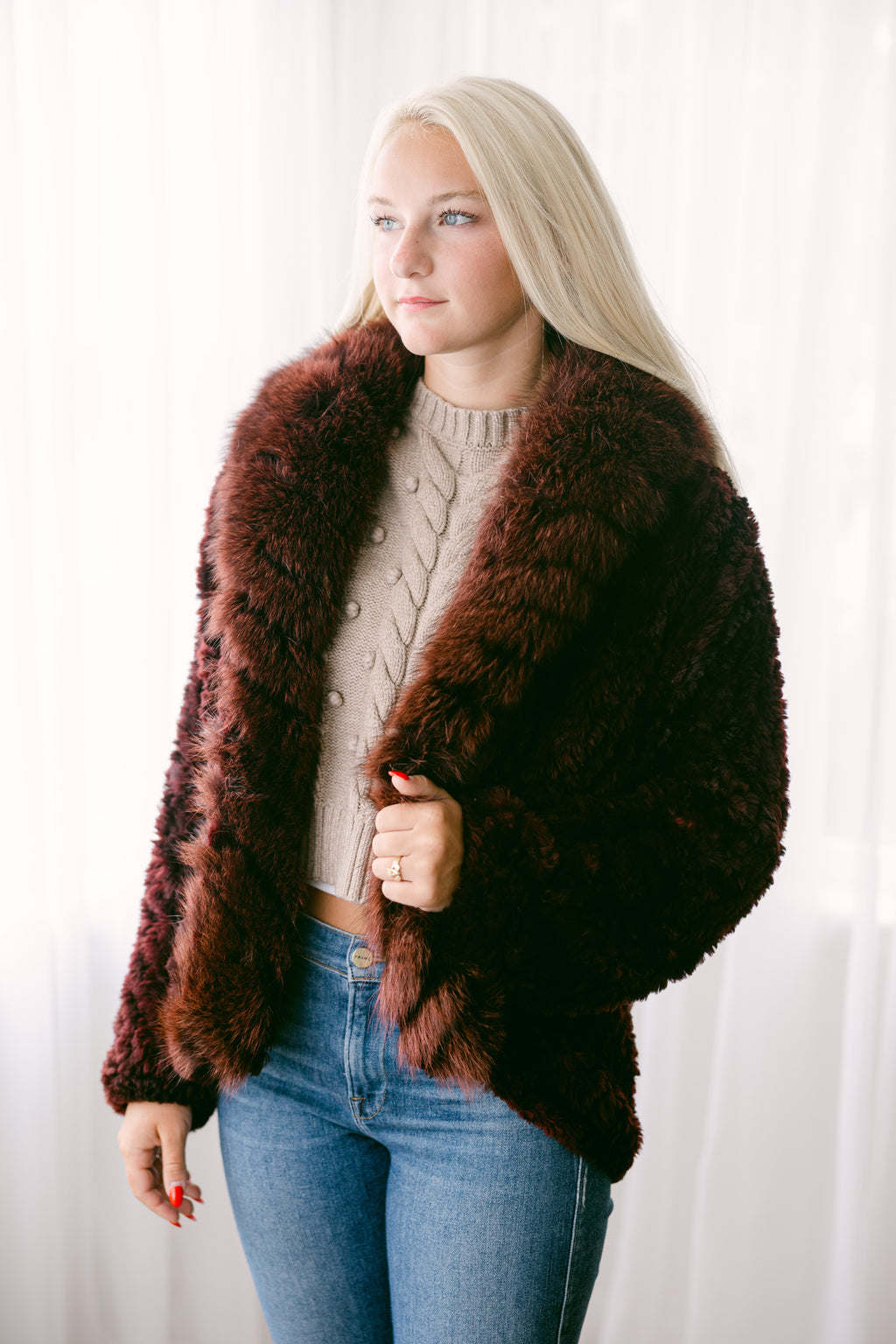 Dark Burgundy Paula Lishman Knitted Jacket