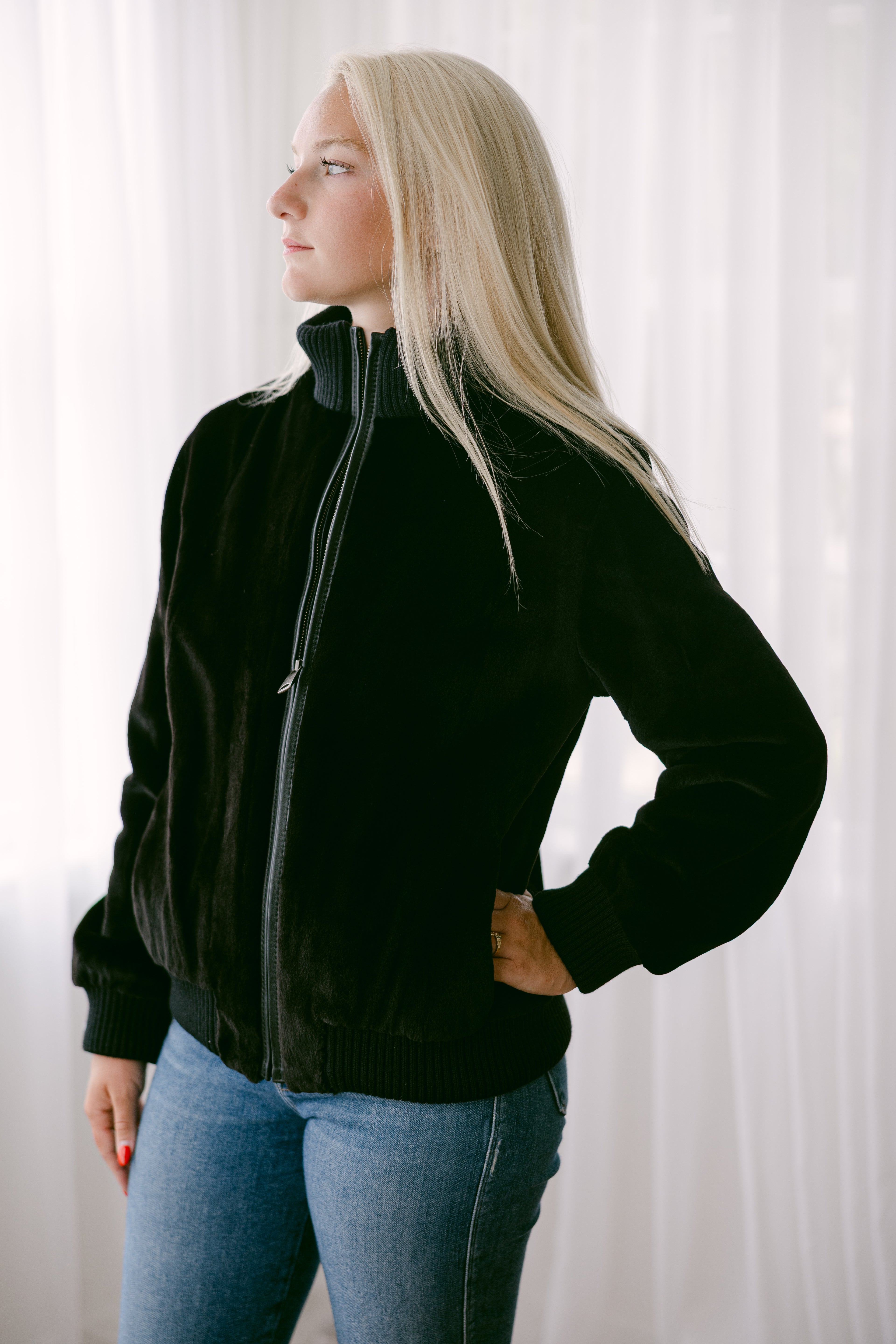 Sheared Ranch Mink Zippered Jacket